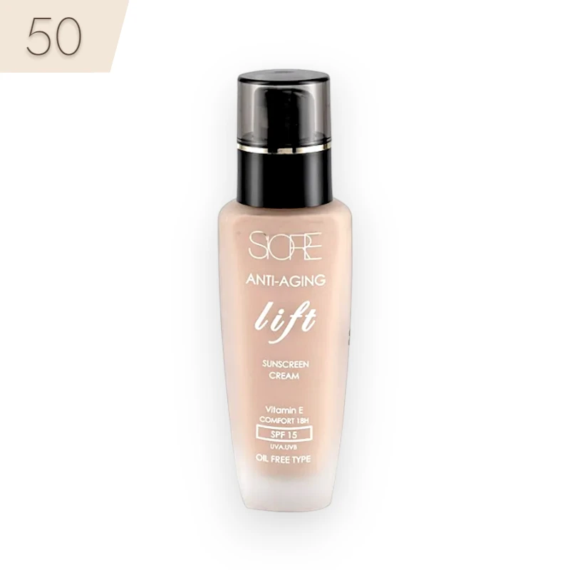 کرم پودر ضد پیری سیوره شماره 50 با خاصیت لیفتینگ و SPF 15 حجم 35 میل